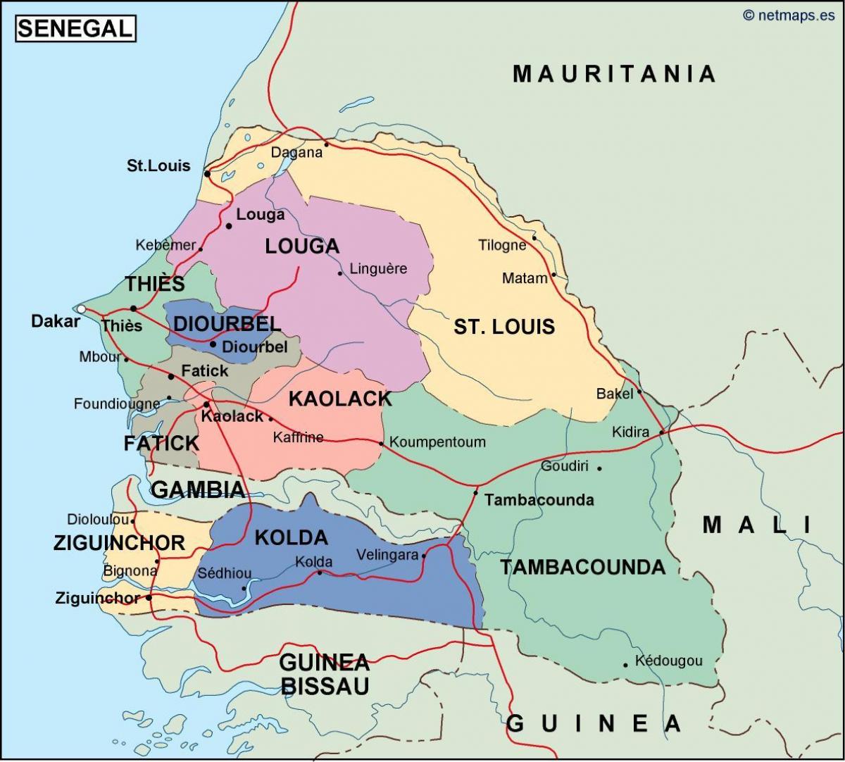 kaart van Senegal land