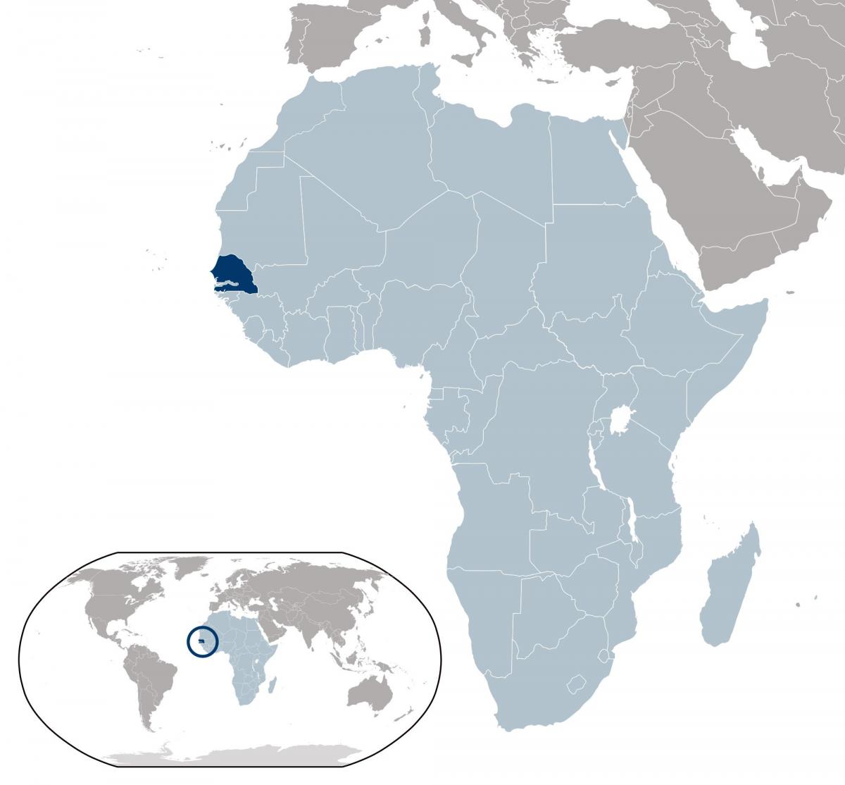 kaart van Senegal locatie op de wereld
