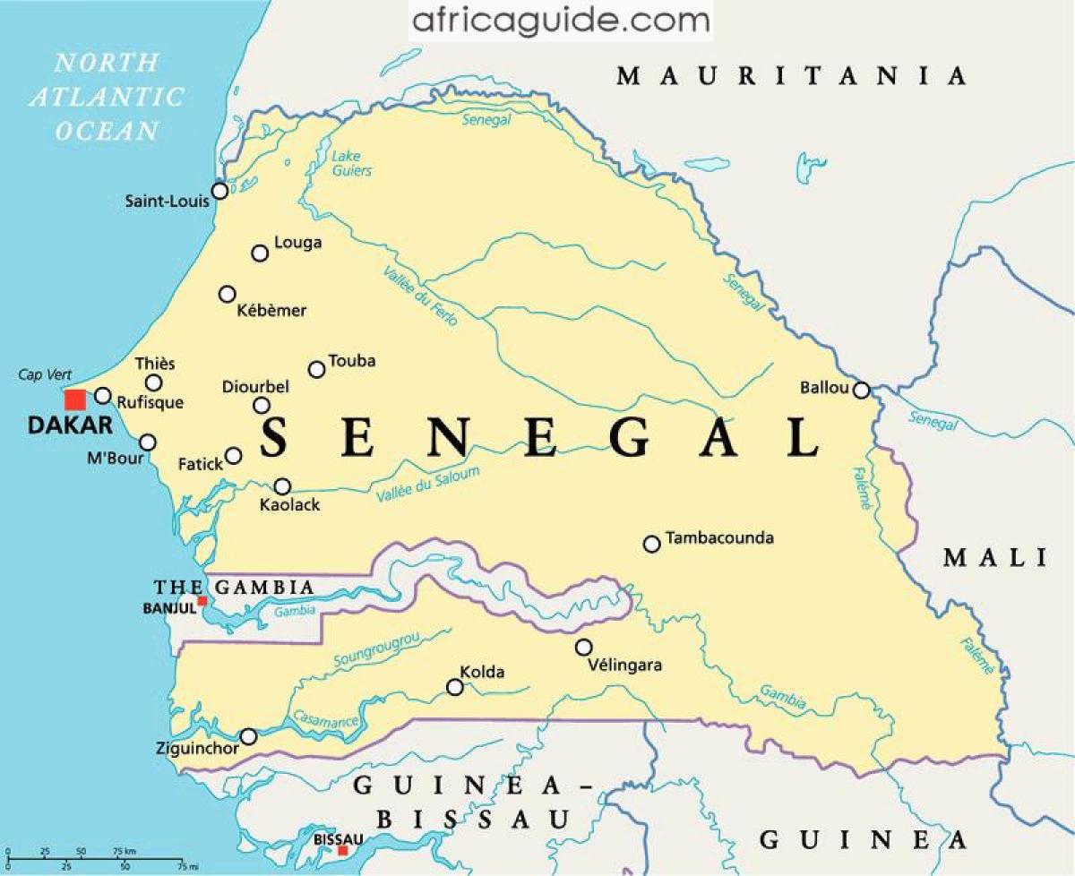 Senegal rivier de afrika kaart