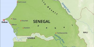 Kaart van fysieke kaart van Senegal