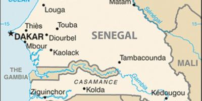 Kaart van Senegal en de omliggende landen