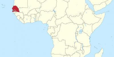 Senegal op de kaart van afrika