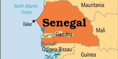 Senegal op de kaart van de wereld